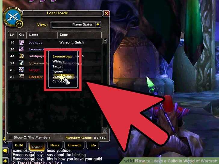 Как выйти из гильдии в World of Warcraft, команда покинуть гильдию WoW