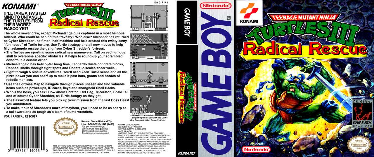 Teenage mutant ninja turtles iii: radical rescue — рувики