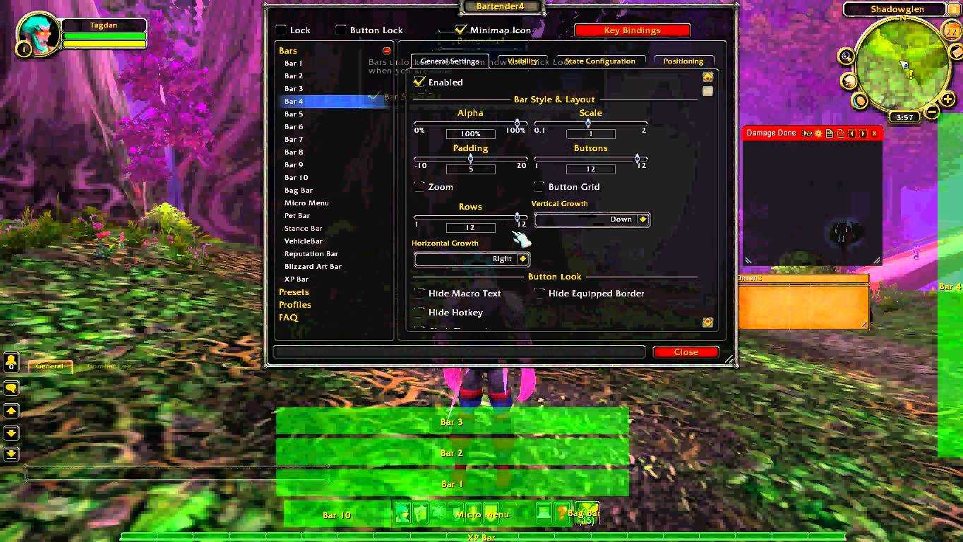 Настройка аддона bartender4 для wow 3.3.5
