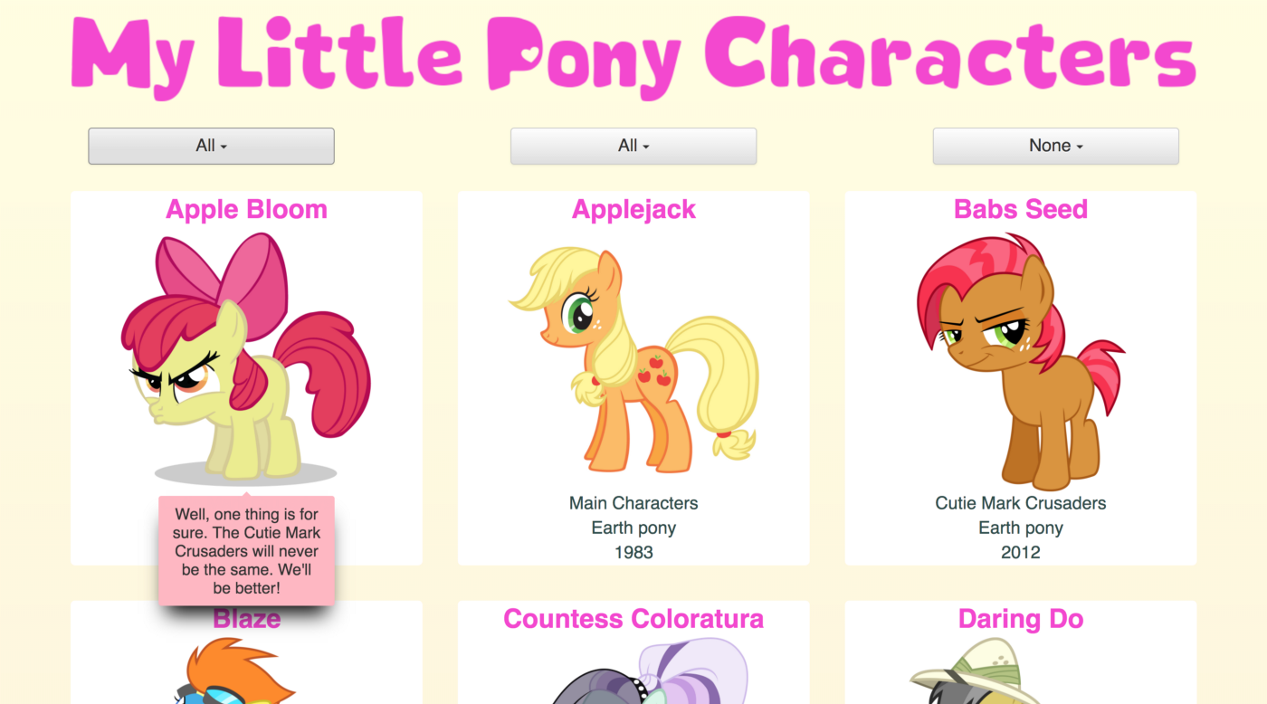 My little pony, полный список персонажей